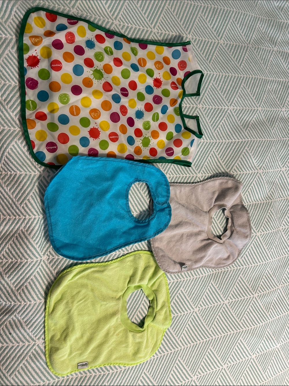 Crayola Polka Dot Art Apron with Blue, Gray & Lime Bibs